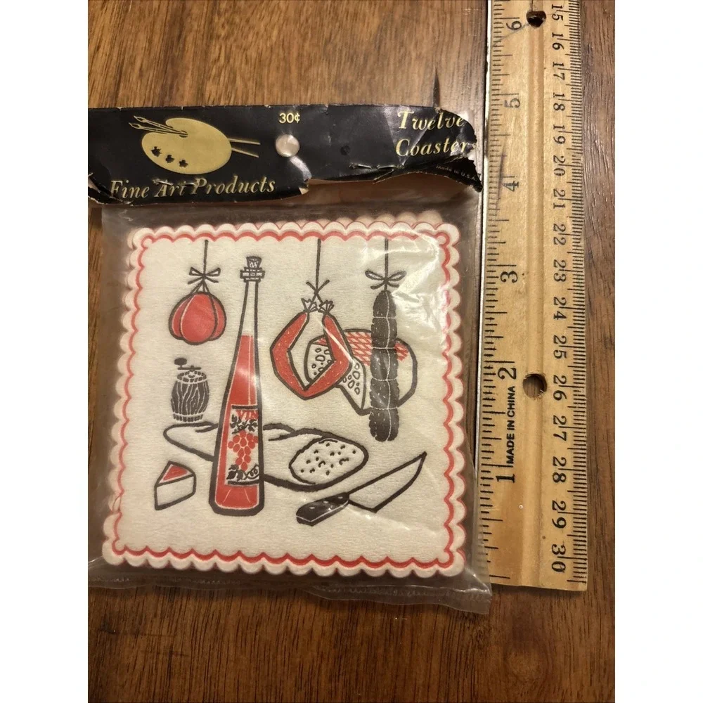 VTG MCM Fine Art Products Italian Meats & Picnic Paper‎ Coasters New Set Of 12